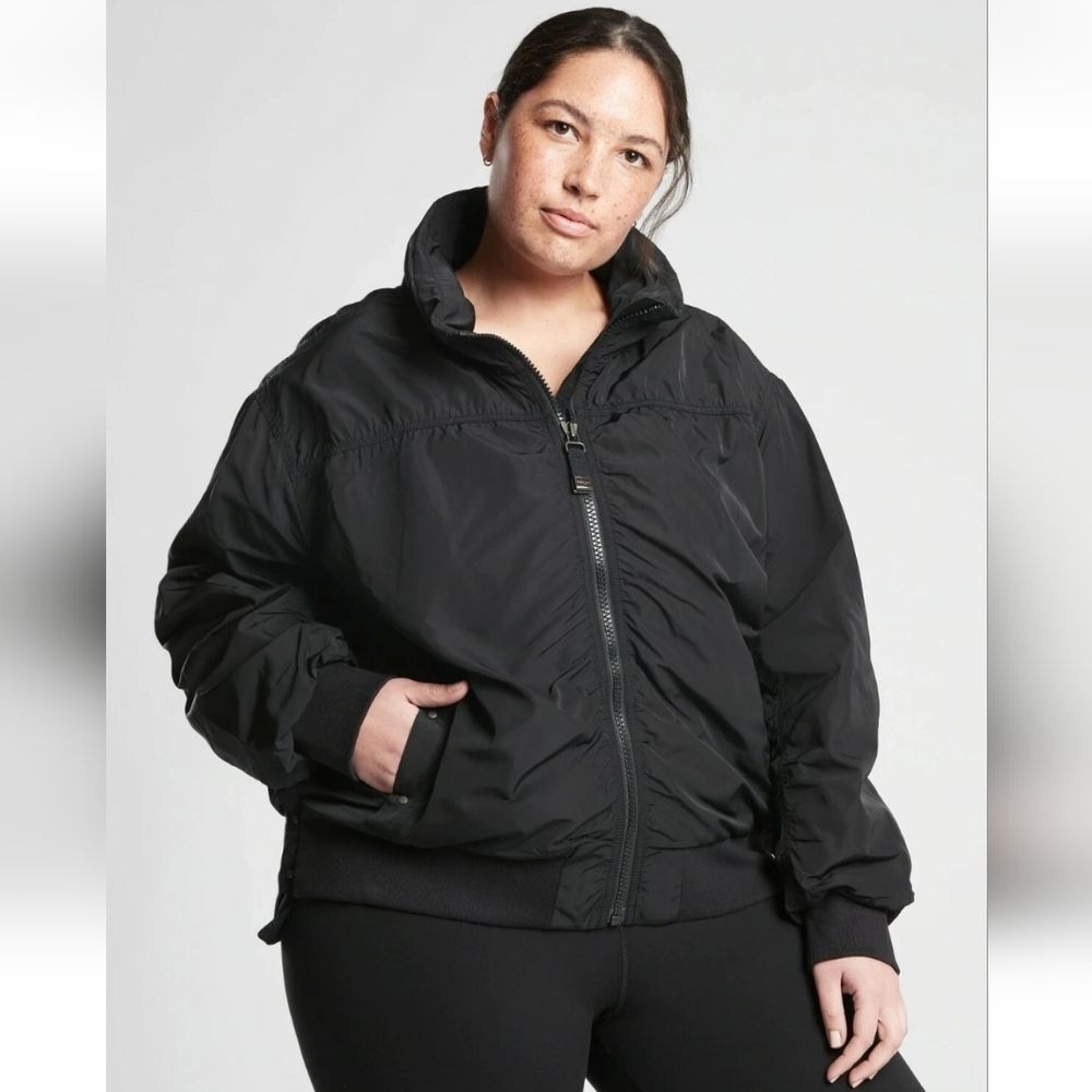 Athleta Point Reyes Bomber Jacket BLACK SIZE 1X  #405434 O1013